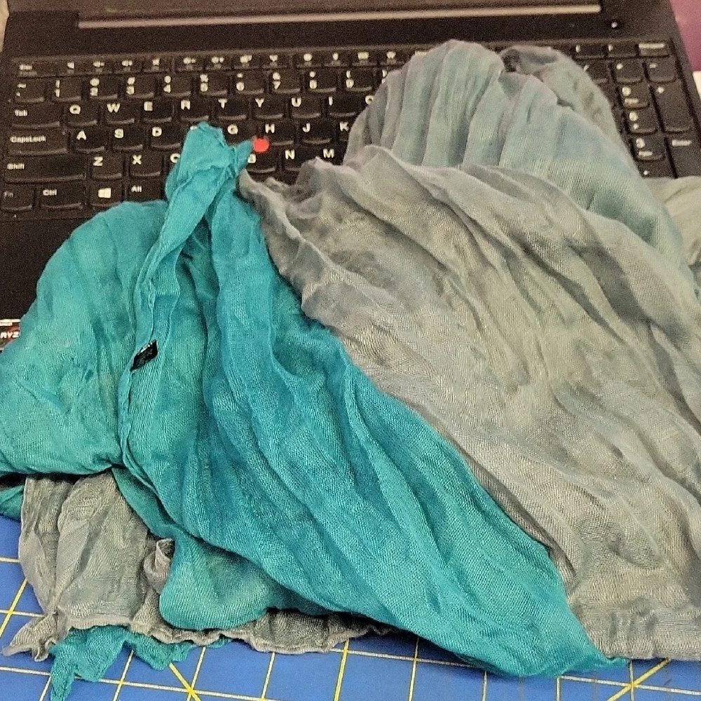 Teal Gray 2 Layer Scarf 14
